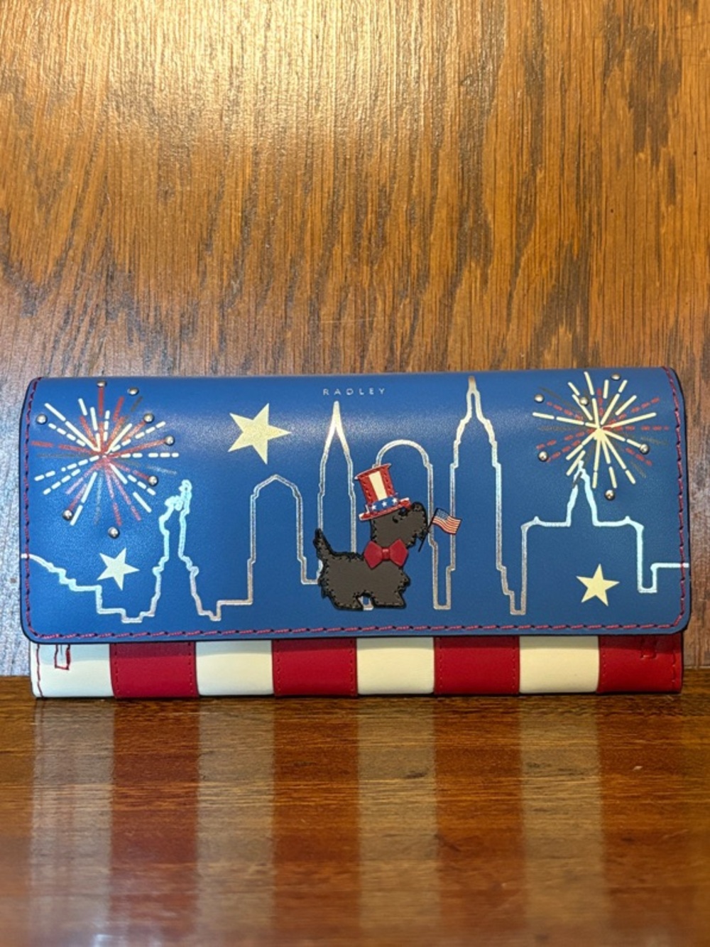 NWT-Radley London-Large Flap Over Wallet-Fireworks & Stripes-Cobalt-$148 - Picture 2 of 16